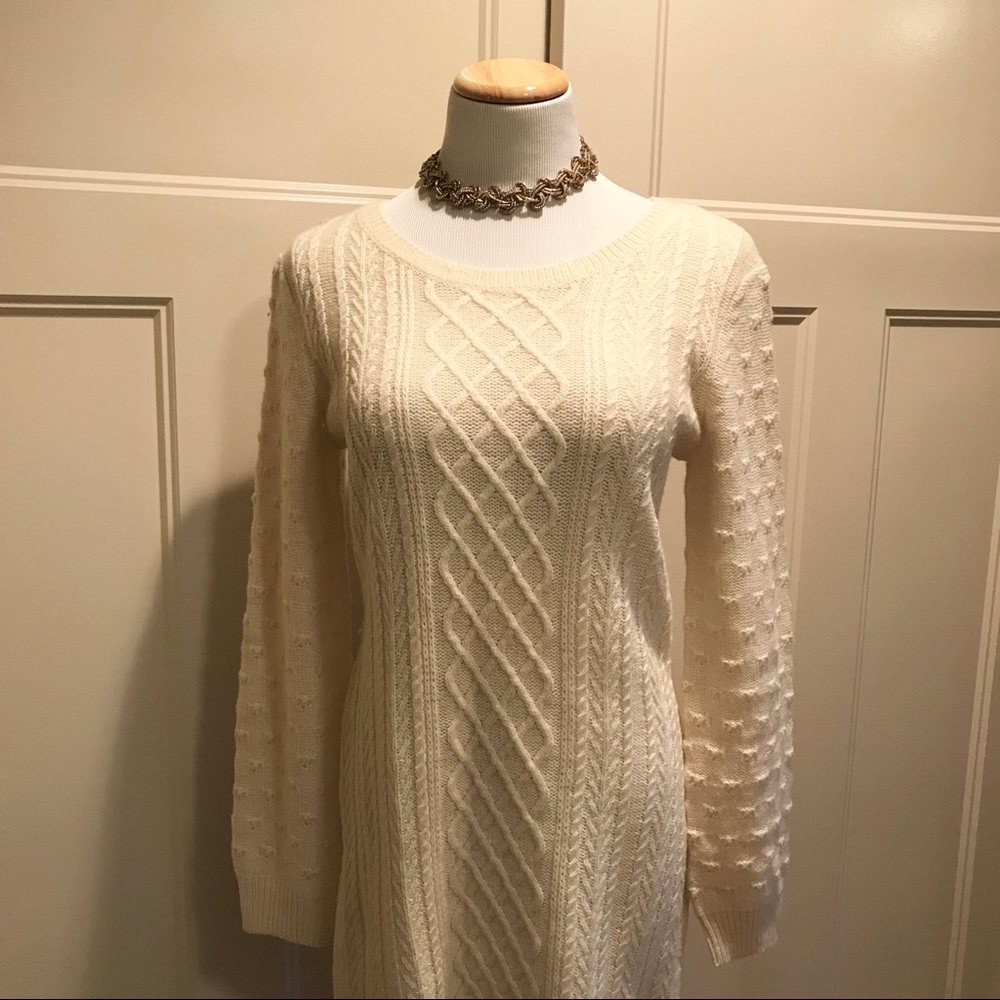Cream Sweater Dress {wool blend}